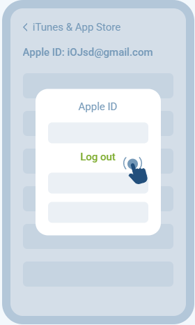 Settings, Apple ID account, tap Log out