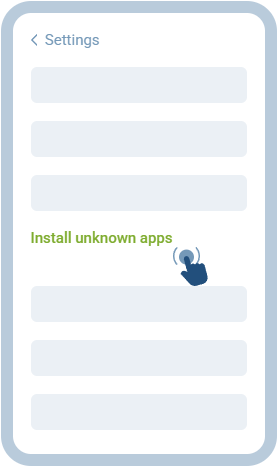 Open Settings and find Install unknown apps if blocked